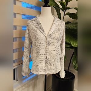 Halston Satiny Tonal Snake Print Blouse